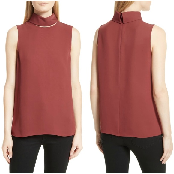 Theory Tops - 🎉HP🎉 THEORY Classic Slit Collar Rust Silk Top M